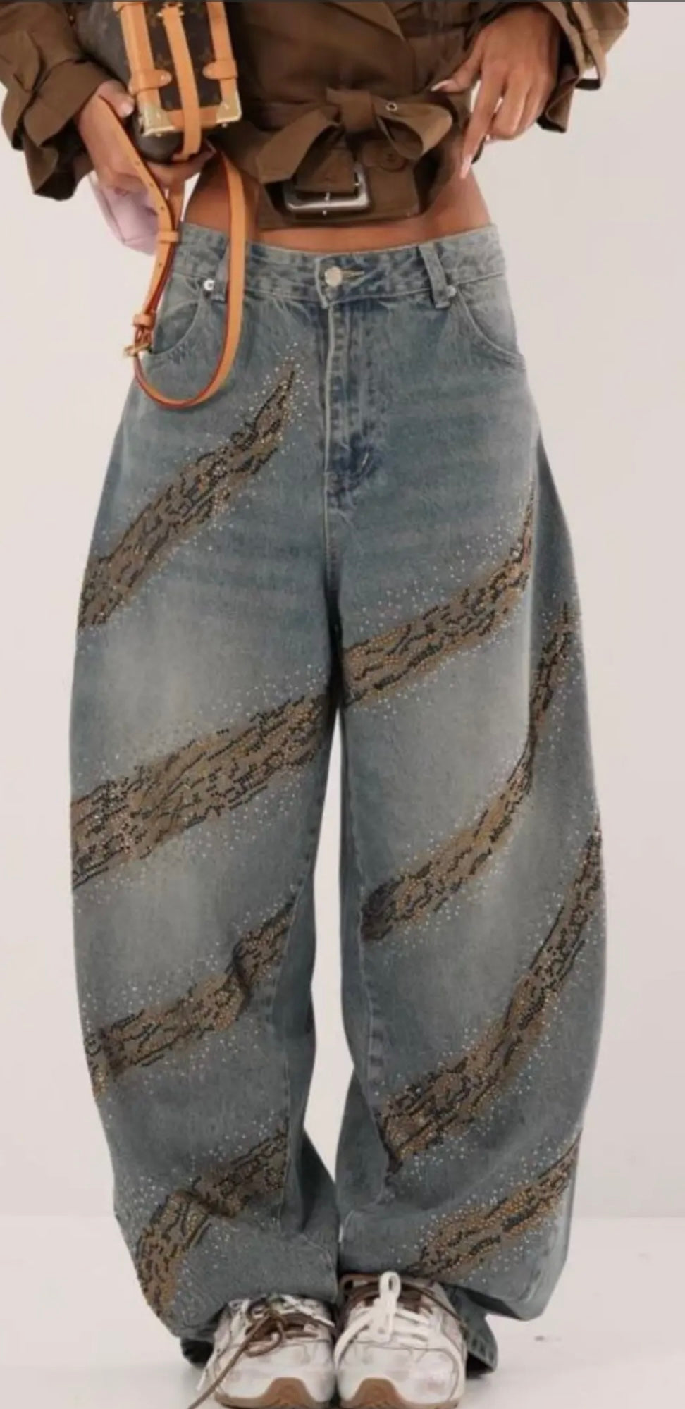 Pantaloni over con glitter