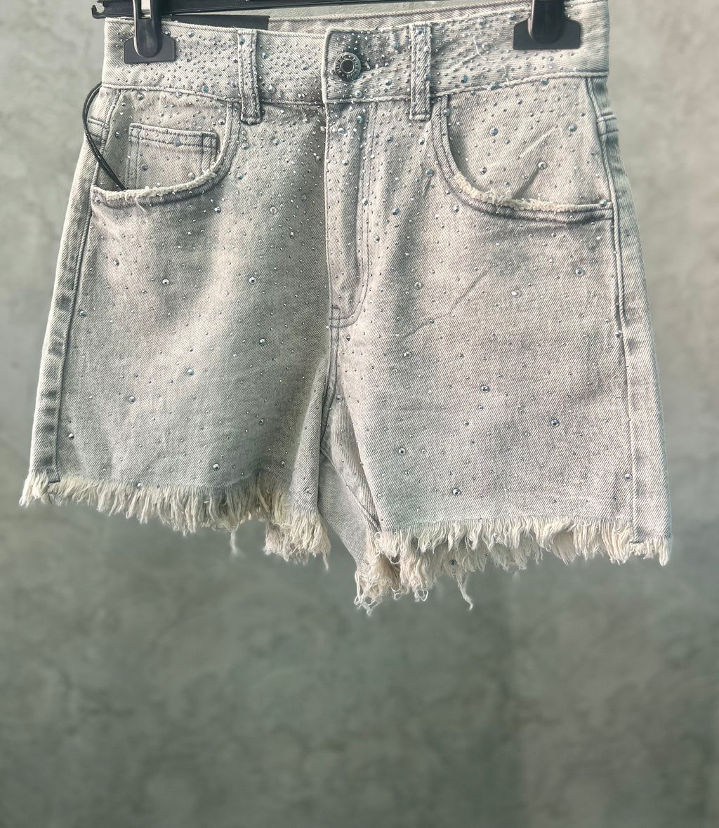 Shorts denim con glitter
