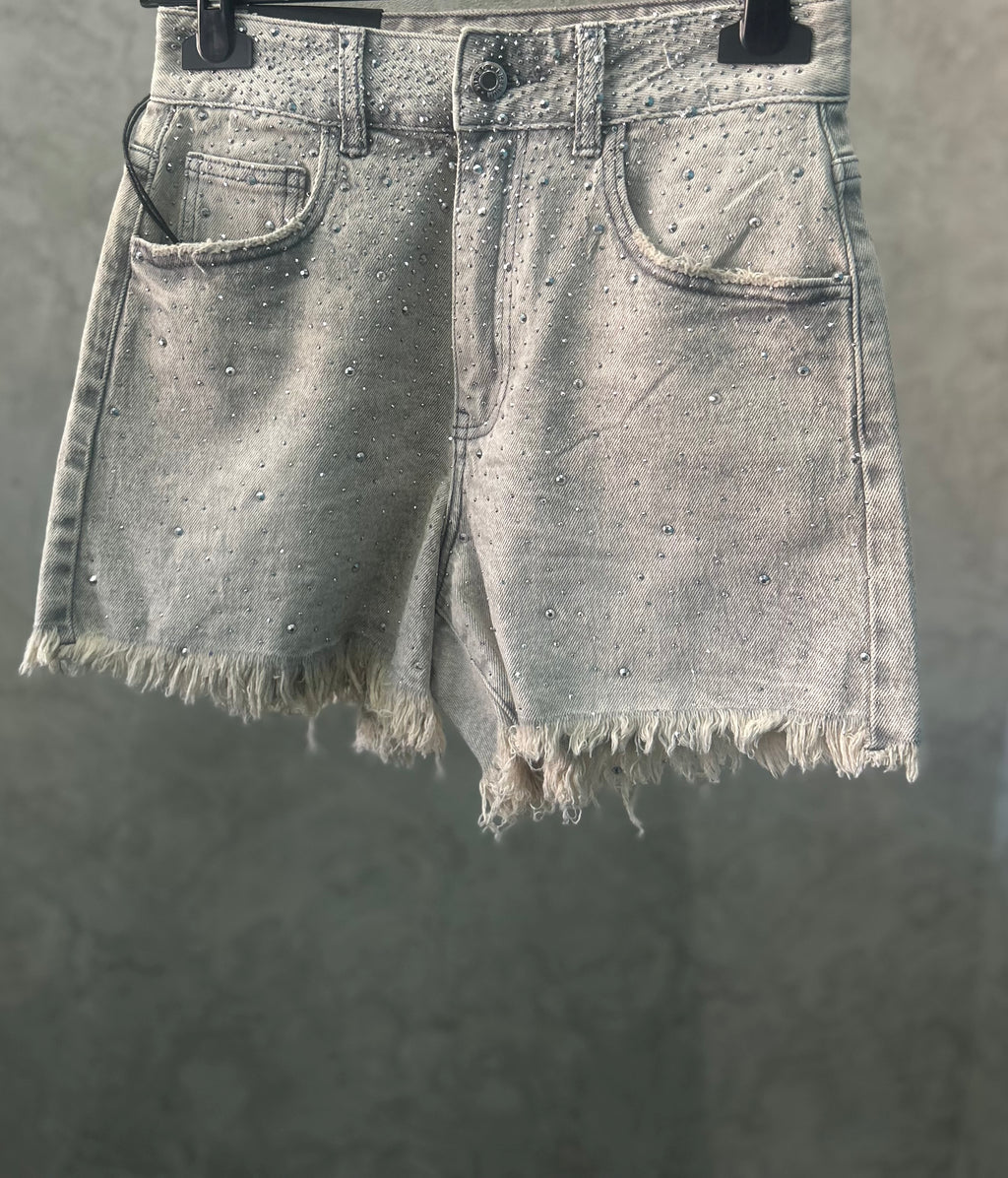 Shorts denim con glitter